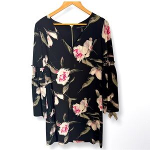 White House Black Market Floral Bell Sleeve Dress